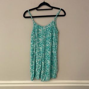 Aerie blue green floral print loose waist romper. XS